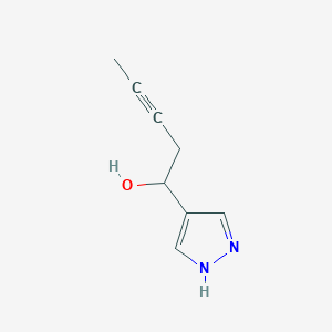 molecular formula C8H10N2O B13314166 1-(1H-Pyrazol-4-yl)pent-3-yn-1-ol 