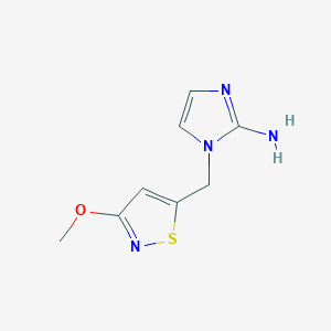 molecular formula C8H10N4OS B13314228 1-[(3-Methoxy-1,2-thiazol-5-yl)methyl]-1H-imidazol-2-amine 