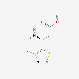 molecular formula C6H9N3O2S B13314257 (3R)-3-Amino-3-(4-methyl-1,2,3-thiadiazol-5-yl)propanoic acid 