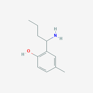 molecular formula C11H17NO B13314265 2-(1-Aminobutyl)-4-methylphenol 