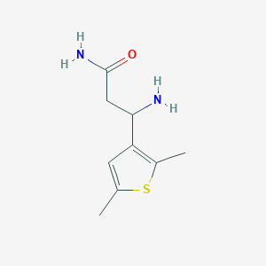 molecular formula C9H14N2OS B13314275 3-Amino-3-(2,5-dimethylthiophen-3-yl)propanamide 