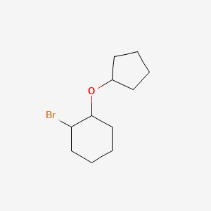 molecular formula C11H19BrO B13314280 1-Bromo-2-(cyclopentyloxy)cyclohexane 