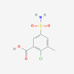 molecular formula C8H8ClNO4S B13314326 2-Chloro-3-methyl-5-sulfamoylbenzoic acid 