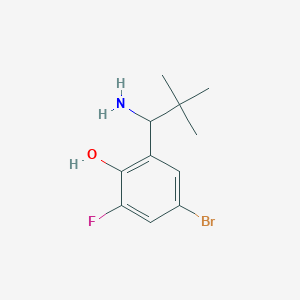 molecular formula C11H15BrFNO B13314363 2-(1-Amino-2,2-dimethylpropyl)-4-bromo-6-fluorophenol 