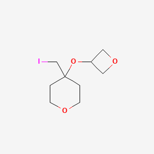 molecular formula C9H15IO3 B13314388 4-(Iodomethyl)-4-(oxetan-3-yloxy)oxane 