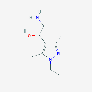 molecular formula C9H17N3O B13314501 (1S)-2-Amino-1-(1-ethyl-3,5-dimethyl-1H-pyrazol-4-yl)ethan-1-ol 