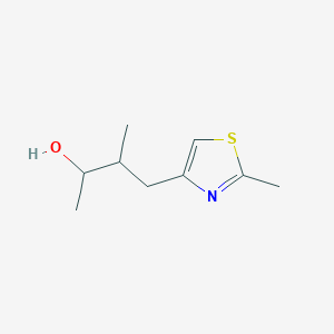 molecular formula C9H15NOS B13314512 3-Methyl-4-(2-methyl-1,3-thiazol-4-yl)butan-2-ol 