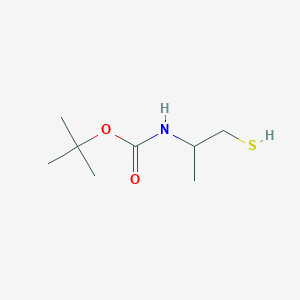 molecular formula C8H17NO2S B13314535 tert-Butyl N-(1-sulfanylpropan-2-yl)carbamate 