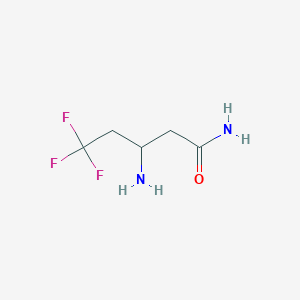 molecular formula C5H9F3N2O B13314560 3-Amino-5,5,5-trifluoropentanamide 