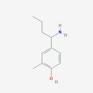 molecular formula C11H17NO B13314569 4-(1-Aminobutyl)-2-methylphenol 