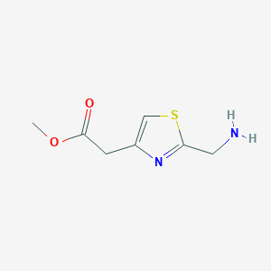 molecular formula C7H10N2O2S B13314632 Methyl 2-[2-(aminomethyl)-1,3-thiazol-4-yl]acetate 