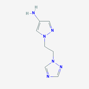 molecular formula C7H10N6 B13314781 1-[2-(1H-1,2,4-triazol-1-yl)ethyl]-1H-pyrazol-4-amine 