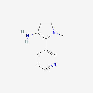 molecular formula C10H15N3 B13314868 1-Methyl-2-(pyridin-3-yl)pyrrolidin-3-amine 