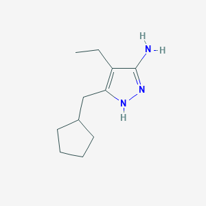 molecular formula C11H19N3 B13314910 3-(Cyclopentylmethyl)-4-ethyl-1H-pyrazol-5-amine 