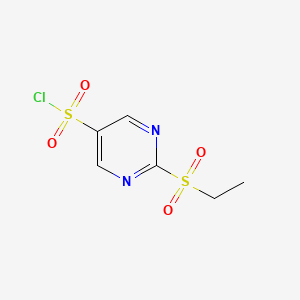 molecular formula C6H7ClN2O4S2 B13314963 2-(Ethanesulfonyl)pyrimidine-5-sulfonyl chloride 