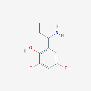 molecular formula C9H11F2NO B13314981 2-(1-Aminopropyl)-4,6-difluorophenol 