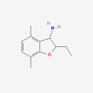 molecular formula C12H17NO B13314994 2-Ethyl-4,7-dimethyl-2,3-dihydro-1-benzofuran-3-amine 