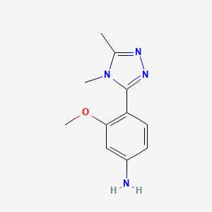 molecular formula C11H14N4O B13315061 4-(Dimethyl-4H-1,2,4-triazol-3-yl)-3-methoxyaniline 