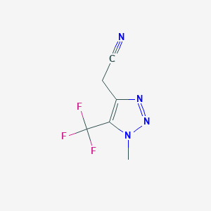 molecular formula C6H5F3N4 B13315071 2-[1-Methyl-5-(trifluoromethyl)-1H-1,2,3-triazol-4-yl]acetonitrile 