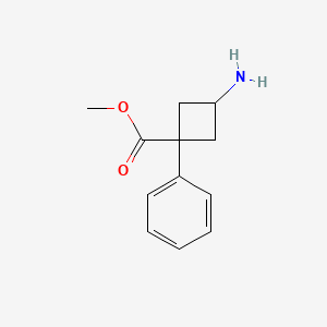 molecular formula C12H15NO2 B13315088 Methyl3-amino-1-phenylcyclobutane-1-carboxylate 