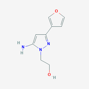 molecular formula C9H11N3O2 B13315130 2-[5-Amino-3-(furan-3-YL)-1H-pyrazol-1-YL]ethan-1-OL 