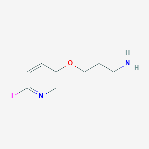 molecular formula C8H11IN2O B13315140 5-(3-Aminopropoxy)-2-iodopyridine 