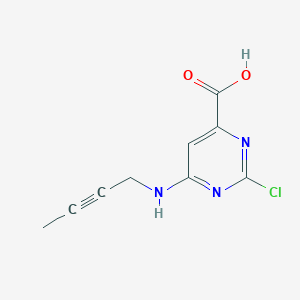 molecular formula C9H8ClN3O2 B13315186 6-[(But-2-yn-1-yl)amino]-2-chloropyrimidine-4-carboxylic acid 