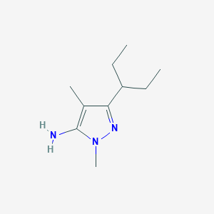 molecular formula C10H19N3 B13315294 1,4-Dimethyl-3-(pentan-3-YL)-1H-pyrazol-5-amine 