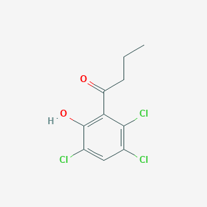 molecular formula C10H9Cl3O2 B13315313 1-(2,3,5-Trichloro-6-hydroxyphenyl)butan-1-one 