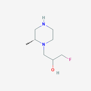 molecular formula C8H17FN2O B13315322 1-Fluoro-3-[(2R)-2-methylpiperazin-1-yl]propan-2-ol 