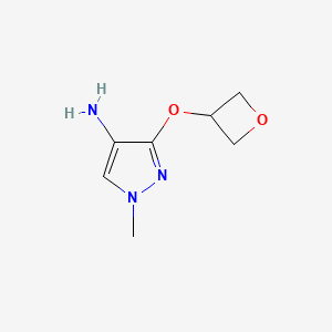 molecular formula C7H11N3O2 B13315341 1-Methyl-3-(oxetan-3-yloxy)-1H-pyrazol-4-amine CAS No. 1698291-73-4