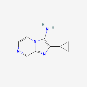 molecular formula C9H10N4 B13315365 2-Cyclopropylimidazo[1,2-a]pyrazin-3-amine 