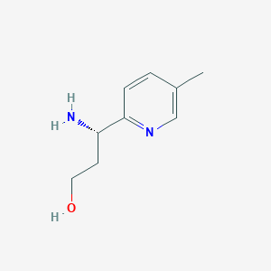 molecular formula C9H14N2O B13315415 (3S)-3-Amino-3-(5-methyl(2-pyridyl))propan-1-OL 