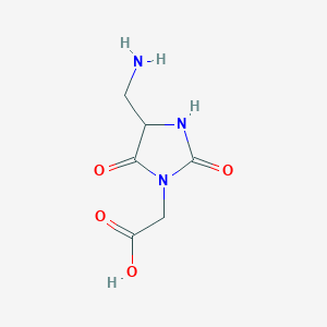 molecular formula C6H9N3O4 B13315416 2-[4-(Aminomethyl)-2,5-dioxoimidazolidin-1-yl]acetic acid 