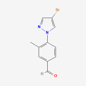 molecular formula C11H9BrN2O B13315426 4-(4-Bromo-1H-pyrazol-1-yl)-3-methylbenzaldehyde 