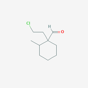 molecular formula C10H17ClO B13315482 1-(2-Chloroethyl)-2-methylcyclohexane-1-carbaldehyde 