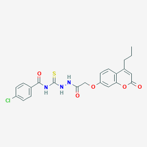 4-Chloro-N-(2-(2-((2-oxo-4-propyl-2H-chromen-7-yl)oxy)acetyl)hydrazinecarbonothioyl)benzamide