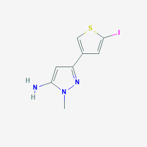 molecular formula C8H8IN3S B13315552 3-(5-Iodothiophen-3-YL)-1-methyl-1H-pyrazol-5-amine 