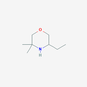 molecular formula C8H17NO B13315596 5-Ethyl-3,3-dimethylmorpholine 