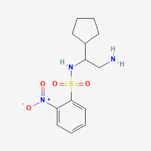 molecular formula C13H19N3O4S B13315621 N-(2-Amino-1-cyclopentylethyl)-2-nitrobenzene-1-sulfonamide 