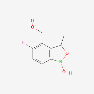 molecular formula C9H10BFO3 B13315673 5-Fluoro-4-(hydroxymethyl)-3-methyl-1,3-dihydro-2,1-benzoxaborol-1-ol 