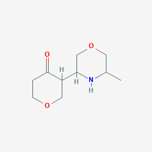 molecular formula C10H17NO3 B13315787 3-(5-Methylmorpholin-3-YL)oxan-4-one 