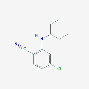 molecular formula C12H15ClN2 B13316028 4-Chloro-2-[(pentan-3-yl)amino]benzonitrile 