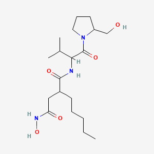 molecular formula C19H35N3O5 B1331604 3-[[1-[(2-(Hydroxymethyl)-1-pyrrolidinyl)carbonyl]-2-methylpropyl]carbamoyl]octanohydroxamic acid 