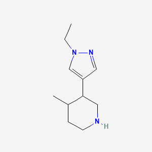 molecular formula C11H19N3 B13316074 3-(1-ethyl-1H-pyrazol-4-yl)-4-methylpiperidine 