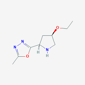 molecular formula C9H15N3O2 B13316112 2-[(2R,4R)-4-Ethoxypyrrolidin-2-yl]-5-methyl-1,3,4-oxadiazole 