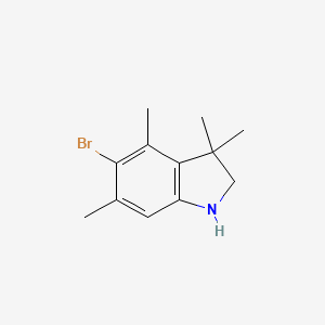 molecular formula C12H16BrN B13316237 5-Bromo-3,3,4,6-tetramethyl-2,3-dihydro-1H-indole 