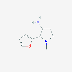 molecular formula C9H14N2O B13316253 2-(Furan-2-yl)-1-methylpyrrolidin-3-amine 