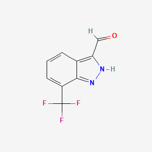 molecular formula C9H5F3N2O B13316329 7-(Trifluoromethyl)-1H-indazole-3-carbaldehyde 