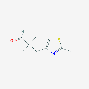 molecular formula C9H13NOS B13316330 2,2-Dimethyl-3-(2-methyl-1,3-thiazol-4-yl)propanal 